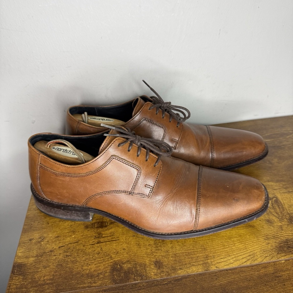 Johnston & Murphy Novick Cap Toe Oxford Dress Shoes Mens Size 12 M Brown Leather
